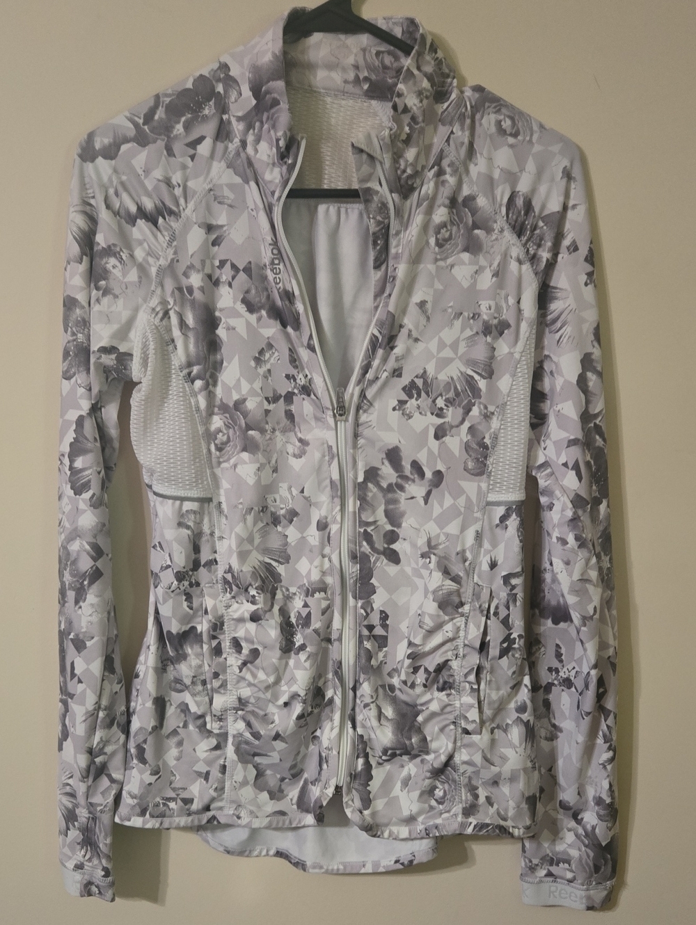 Reebok Women's White and Gray Floral Zip Jacket